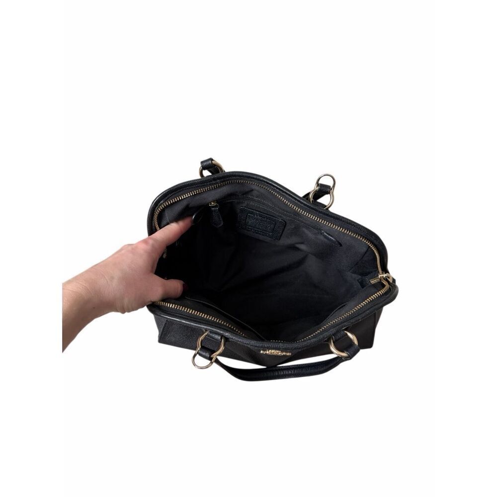 Coach Satchel Purse Bag Pebbled Leather Black - Picture 10 of 12